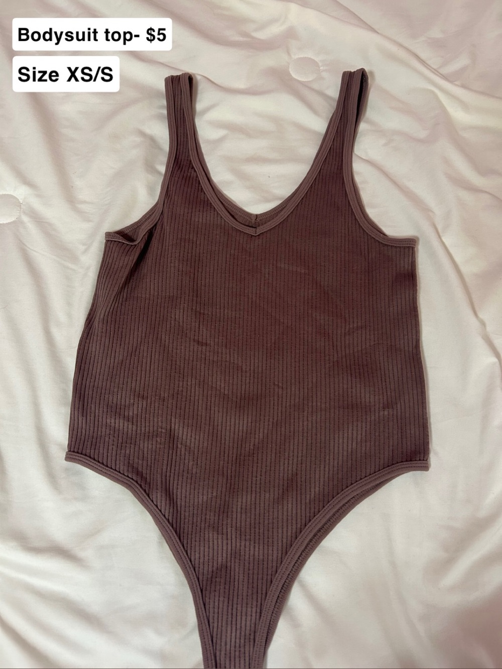 Ribbed Mauve One-Piece Bodysuit